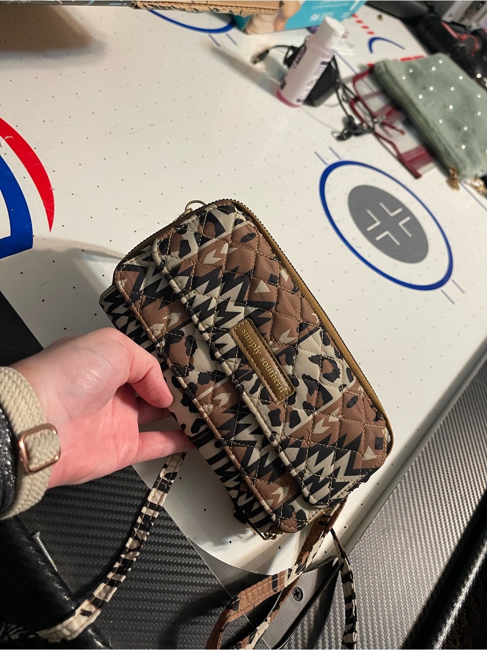 Simply Southern Brown Quilted Crossbody Wallet